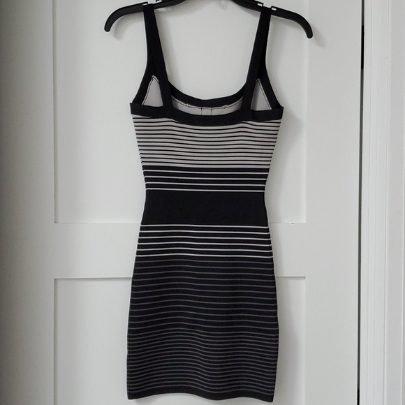 BCBG Max Azria Black & Grey Stripe Bandage Dress - Picture 2 of 3